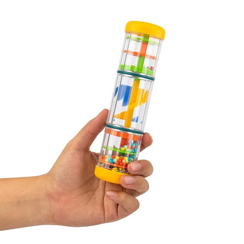 Rainmaker Baby Rain Stick Toys for Kids: 8 inch Rainstick Sensory Rattle Toys for Babies,Shaker Rainfall Tubes Musical Instrument - Yellow