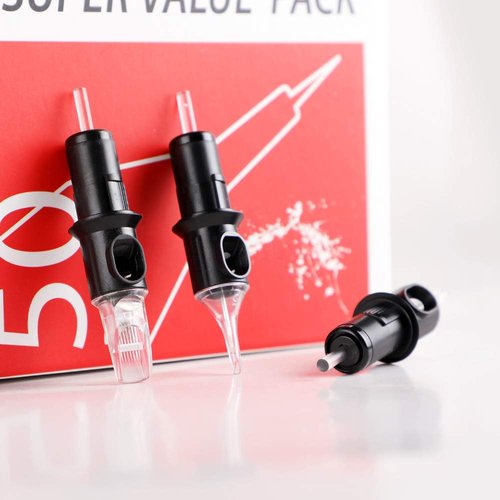 STIGMA #12(9RM) Standard Disposable Tattoo Needle Cartridges with Membrane Safety Cartridges for Tattoo Artists Curved/Round Magnum Shader Soft Edge 50Pcs Super Value Pack EN05-50-1209RM