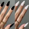 GLAMERMAID Thermo Press on Nails Short Almond, Dark Green Blue Glitter Oval Short Fake Nails Galaxy, Handmade Glossy Soft Nail Gel Glue on Nails Medium, Stiletto False Nail Kit Stick on Nail for Women