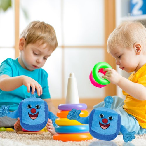 Aviv Judaica Kids Hanukkah Musical Plush Dreidel Plays 2 Hanukkah Songs Driedel Stuffed Plushy Melodic Drydel Chanukah Spinning Top Toy Childrens Hanukah Gift My First Hanukkah Dreidel for Toddlers