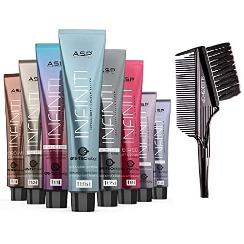 ASP Affinage INFINITI Ultra-Low Ammonia Permanent Hair Color Dye Haircolor w/Shea Butter & Argan (w/Sleek 3-in-1 Brush Comb) Infinity Intelligent Colour (6.0 Dark Blonde)