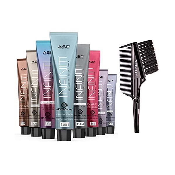 ASP Affinage INFINITI Ultra-Low Ammonia Permanent Hair Color Dye Haircolor w/Shea Butter & Argan (w/Sleek 3-in-1 Brush Comb) Infinity Intelligent Colour (6.0 Dark Blonde)