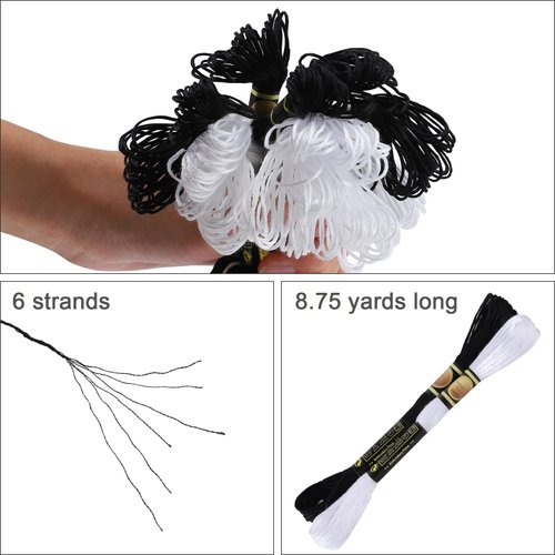 Xiphum 12 Skeins Professional Embroidery Floss, Black and White Embroidery Threads, 8m Embroidery Thread Set for Cross Stitch, Bracelet Friendship and Craft Floss