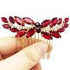 BETITETO Bridal Hair Comb Emerald Green Crystal Wedding Hair Piece Pin Accessories for Women Girls Party (Wine Red)