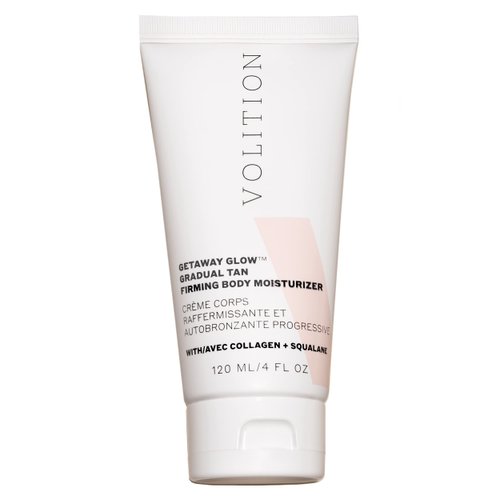 Volition Beauty Getaway Glow Gradual Tan Firming Body Moisturizer with Vegan Collagen + Squalane | Skin Smoothing Cream, Stretchmark Treatment & Sunless Tanning Lotion | Quick Drying Formula