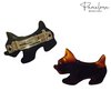 Parcelona French Dog Small 2 Inch Celluloid Acetate Black and Tortoise Shell Brown Automatic Hair Clip Hair Barrettes