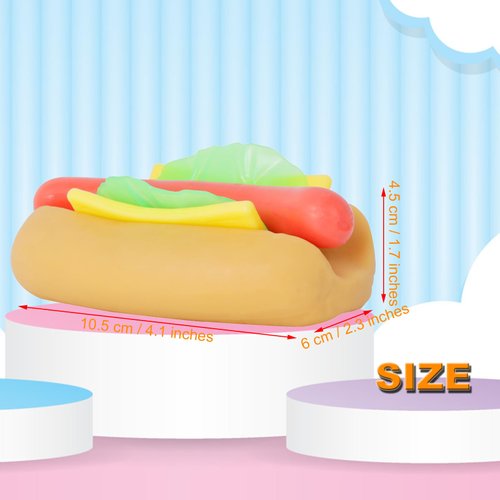 funnysquee Hot Dog Toy 4 Layers Detachable Hot Dogs Burger Stress Relief Stretch and Squeeze Stress Toys Simulation Food Squishies Birthday Gift for Kid (Hot Dog)