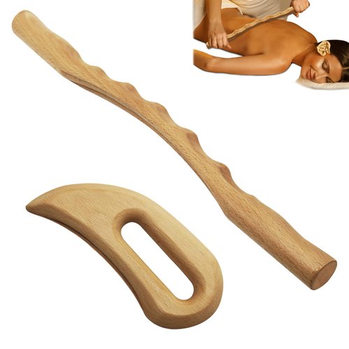 Openfly 2 PCS Wooden Gua Sha Massage Tools, Wood Massage Tools Includes Wood Therapy Massage Tools Lymphatic Drainage Tool, Wood GuaSha Tool for Anti Cellulite, Maderotherapy