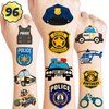 Police Officer Tattoos Temporary Theme Birthday Party Decorations Favors Supplies Decor Cute Tattoo Stickers 8 Sheets 96 PCS Gifts for Kids Girl Boy Classroom Rewards Prizes Carnival Christmas
