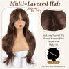Mayoud Layered Wig With Curtain Bangs For Women Dark Brown Long Multi-Layered Wig Straight Wavy Hair Wig Natural Looking Synthetic Heat Resistant Wigs for Daily Party Use (26Inch, Dark Brown#)