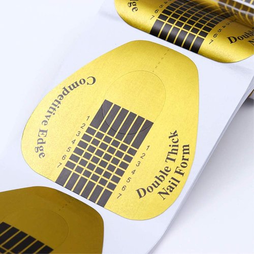 KINGMAS 100 Pcs Nail Art Form Guide Sticker, Horseshoe-Shaped Nail Stickers Art Acrylic Nail Gel Nail Extention Tips