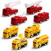 HSMQ 8 Pack Pull Back Cars Vehicle Toys Set, Fire Truck Construction Truck Model for Kids Boys Girls Toddler, Mini Pull Back Vehicles Party Favors Birthday Gift Classroom Prize Pinata Fillers