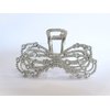 Generic Silver metal bow clear crystal hair claw clip bridal clip for medium fine hair