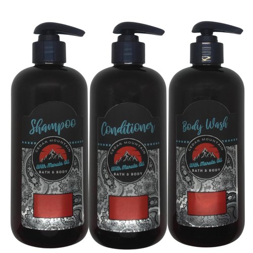 Cedar Mountain Amber & Orange Blossom Scented Shampoo and Hair Conditioner Set with Marula Oil, 8 Oz Shampoo 8 Oz Conditioner