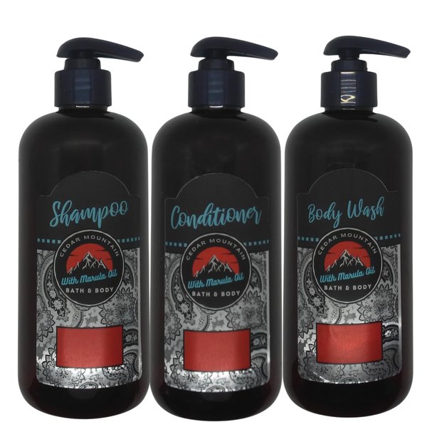 Cedar Mountain Amber & Orange Blossom Scented Shampoo and Hair Conditioner Set with Marula Oil, 8 Oz Shampoo 8 Oz Conditioner