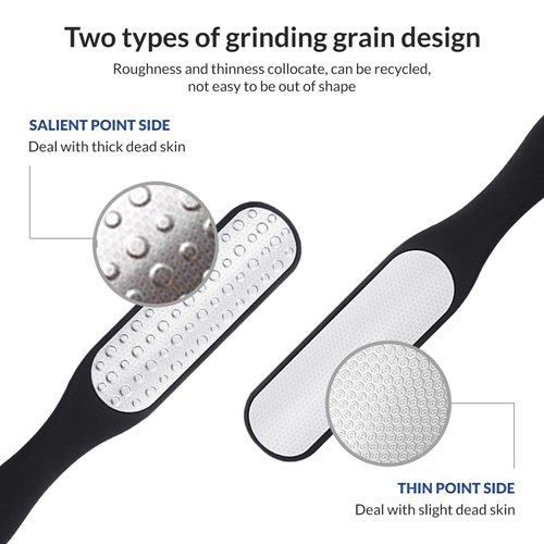 COMGO Metal Pedicure Foot File Callus Remover for Feet (1 Piece),Double-Side Foot Scrubber Foot Scraper for Dead Skin Professional （Black)）