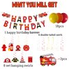 Fire Truck Birthday Party Decorations Pack Fire Truck Happy Birthday Banner Fire Engine Rescue Hanging Swirls 2 Foil Balloons 18 Latex Balloons for Boys Fireman Party Decorations