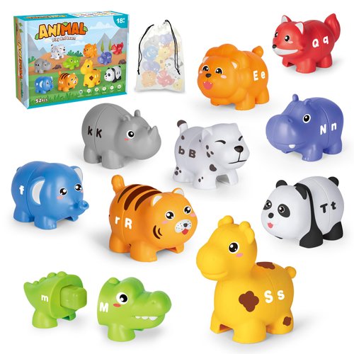 leolouyi Learning Toys for 2 3 4 Year Old, 26PCS Animal Learning Toys with Uppercase and Lowercase,Preschool Activities Montessori Fine Motor Toys for Toddlers Kids Age 18M+ Boys Girls Gift