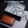 Makartt Manicure Kit: Professional Nail Care Kit Nail Clippers Set - 11 pcs Stainless Steel Tavel Nail Tool Kit Pedicure Kit Men Nail Grooming Kit with Portable Brown Leather Case