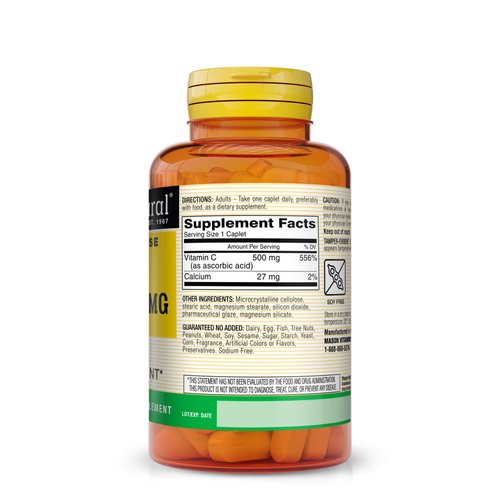 MASON NATURAL Vitamin C 500 mg Delayed Release - Formula for All Day Antioxidant Protection, Promotes Healthy Immune System and Cell Support, 100 Caplets