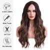 iChicHair 26 Inches Brown Wig for Women Long Wavy Wig with Dark Roots Natural Brunette Curly Wigs Middle Part Synthetic Hair Wig for Party Daily Use