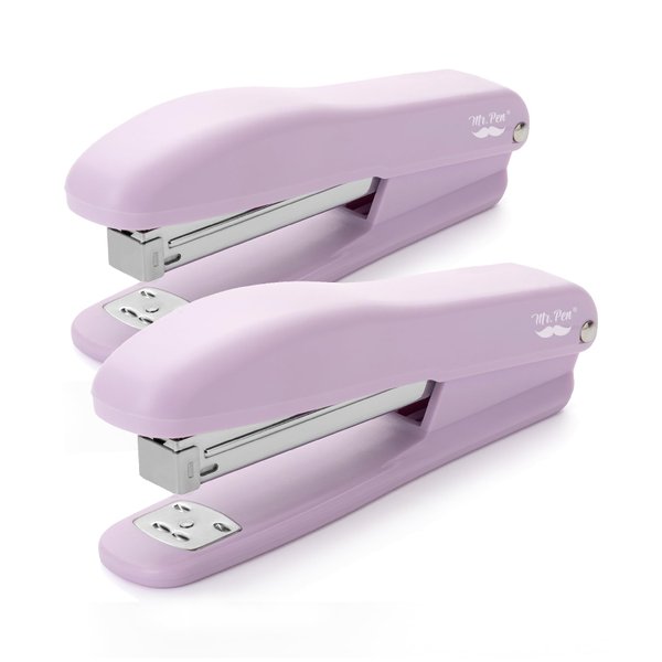 Mr. Pen- Staplers for Desk, 2 Pack with 200 Staples, 20 Sheet Capacity, Purple, Office Stapler, Desk Stapler, Stapler with Staples, Stapler for Classroom, Staples for Desk Staple