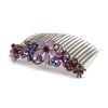 Medium Decorative Hair Comb Rhinestone Crystal Frosted Flowers Bridal Hair Comb, Puple