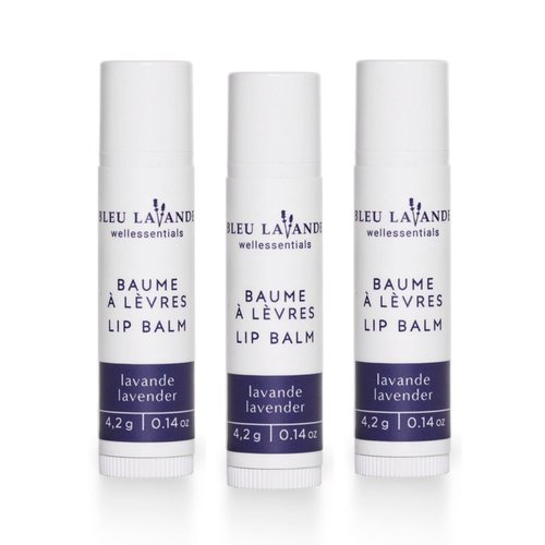 Bleu Lavande - Natural Lavender Lip Conditioner – Stick Lip Balm Repairs, Moisturizes & Protects - Soothes Chapped Lips & Restores Hydratation - Olive Oil & Shea Butter Base Lip Care - 4.2g - 3 Pack