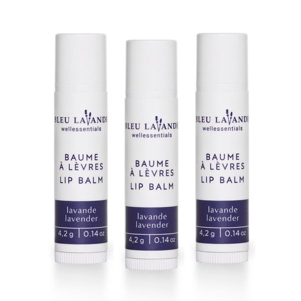 Bleu Lavande - Natural Lavender Lip Conditioner – Stick Lip Balm Repairs, Moisturizes & Protects - Soothes Chapped Lips & Restores Hydratation - Olive Oil & Shea Butter Base Lip Care - 4.2g - 3 Pack