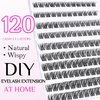 SLSXNL Lash Clusters Eyelash Extensions,D Curl 8-16MM Natural Eyelash Clusters,Wispy Cluster Lashes 8mm 10mm 12mm 14mm 16mm 120pcs Thin Band False Eyelashes