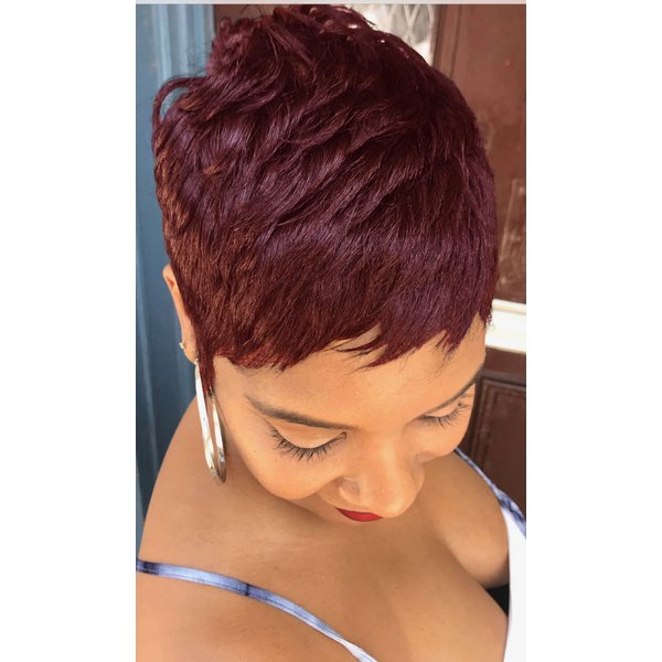 BeiSDWig Synthetic Short Wigs for Black Women Short Pixie Cut Wig Women Wigs Natural Short Hair (9627-Red)