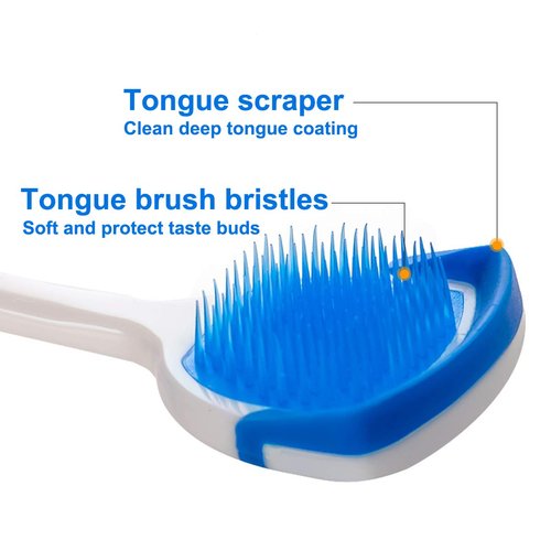 Tongue Brush, Tongue Scraper, Tongue Cleaner Helps Fight Bad Breath, 4 Tongue Scrapers, 4 Pack (Blue&Green&Orange&Red)