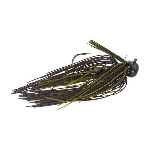 BUCKEYE LURES Football Mop Jig with Living Rubber Skirting, Weed Guard & Bait Keeper | Durable Chip-Resistant Bass Fishing Bait, Green Pumpkin, 3/4 oz