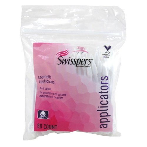 Swisspers Cotton Swabs 80 Count Cosmetic Applicators (Pack of 3)