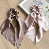 Champagne Silk Hair Scarf with Ribbon Bow Scrunchies for Women Girls, Bow Scrunchies for Hair, Ribbon Hair Ties with Bow, Chiffon Hair Ribbon Long Hair Bands Ties Ponytail Holder