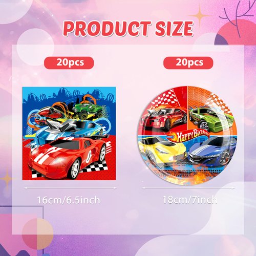 40 Pieces Cars Birthday Party Decorations Racing Car Party Decorations Hot Car Tableware Set Racing Car Plates Napkins Party Supplies Kit for Kids Boys Racing Birthday Decorations