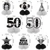 50th Birthday Decorations Honeycomb Centerpieces for Women Men, 8pcs Black White Silver Happy 50 Birthday Table Topper Party Supplies, Fifty Years Old Birthday Table Sign Decor