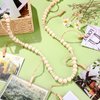 Wall Hanging Photo Display with Wooden Beads Garland 4 Feet Boho Collage Picture Frame DIY Picture Photo Frame Set with 9 Wood Clips for Rustic Country Home, Office Nursery Room Decoration(2 Pieces)