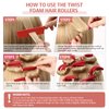 30 Pieces Flexible Curling Rods Twist Foam Hair Rollers Soft Foam No Heat Hair Rods Rollers and 1 Steel Pintail Comb Rat Tail Comb for Women Girls Long and Short Hair (Cherry Red,7 x 0.3 Inch)