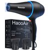 Hair Dryer with Diffuser, Professional Ionic Hair Dryer with Blue Light AC Motor, 2000W Fast Drying Hair Blow Dryer (Black with 2*Nozzle)