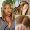 LOLYDEER 14 Inch Highlight Bob Wigs Lace Front Human Hair 13x4x1 Middle Part Lace Front Wigs Ombre Honey Blonde 180% Bob Wig For Black Women