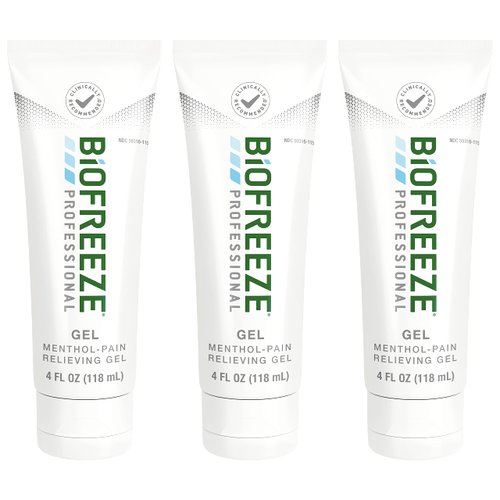 Biofreeze Professional Strength Pain Relief Gel, Knee & Lower Back Pain Relief, Sore Muscle Relief, Neck Pain Relief, Shoulder Pain Relief, (Pack of 3) (4 FL OZ Biofreeze Menthol Gel)