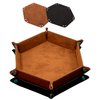 SIQUK 2 Pieces Dice Tray PU Leather Dice Folding Hexagon Tray Dice Holder for Dice Games Like RPG, DND and Other Table Games (Camel and Black)