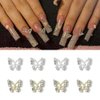 20Pcs Shiny Alloy Butterfly Nail Charms Crystal Butterfly Nail Rhinestones 3D Nail Charms for Acrylic Nails Gold Silver Butterflies Nail Gems Nail Jewels for Women Girls Nails DIY Manicure Decoration