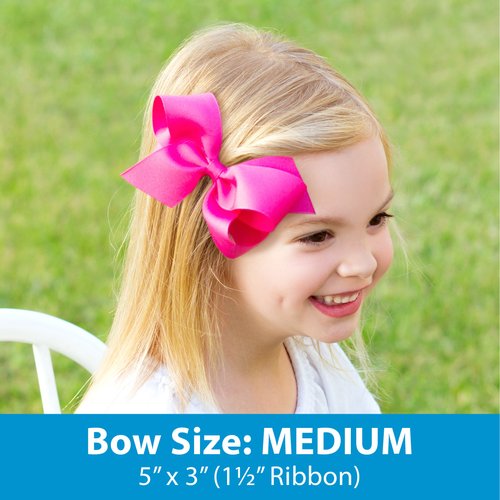 Wee Ones Girls' Classic Grosgrain Hair Bow with Scalloped Edges and Plain Wrap Center on a WeeStay Hair Clip, Medium, White