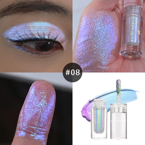 CHARMACY Chameleon Glitter Eyeshadow, Liquid Shimmer Sparkle High Pigment Duochrome Eye Shadow, Long-Lasting With No Creasing Eye Cosmetics, 1.6g (#08)
