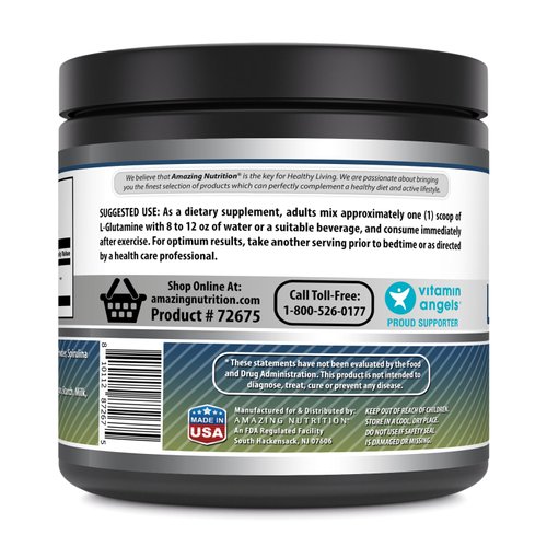 Amazing Formulas L-Glutamine Powder | Amino Acid Supplement | Non-GMO | Gluten Free | Made in USA (Blue Raspberry | 1.1 Lb)