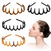 SHEHARUHI 4 PCS Plastic Sharks Tooth Headband Zigzag Hair Comb Headband Black Headband Amber Headband for Women Girl