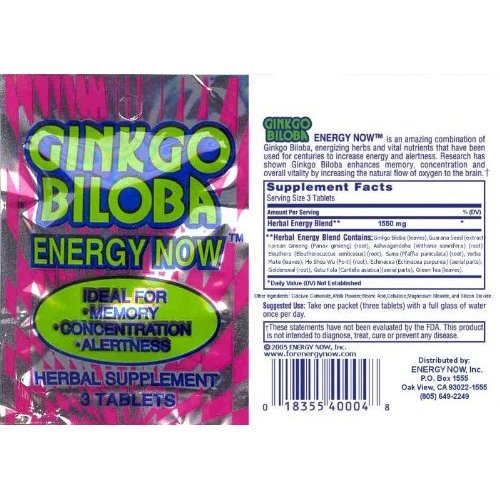 Enegry Now Herbal Supplement 3tablets (24packets)