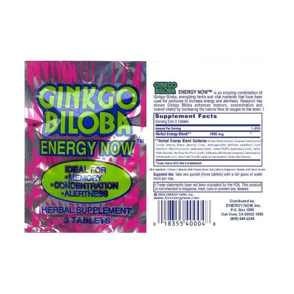 Enegry Now Herbal Supplement 3tablets (24packets)